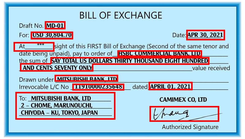 Mẫu hối phiếu - Bill of Exchange